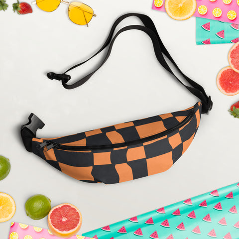 Orange Checkered Fanny Pack
