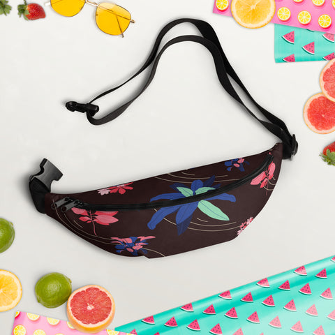 Burgundy Flower Fanny Pack