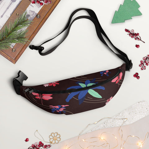 Burgundy Flower Fanny Pack