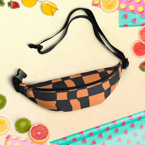Orange Checkered Fanny Pack