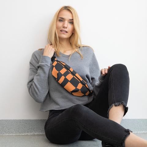 Orange Checkered Fanny Pack