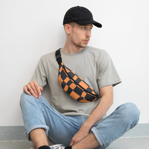 Orange Checkered Fanny Pack