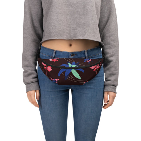 Burgundy Flower Fanny Pack