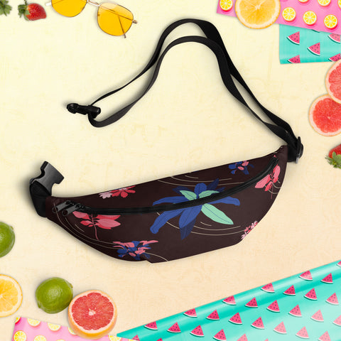 Burgundy Flower Fanny Pack