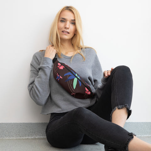 Burgundy Flower Fanny Pack