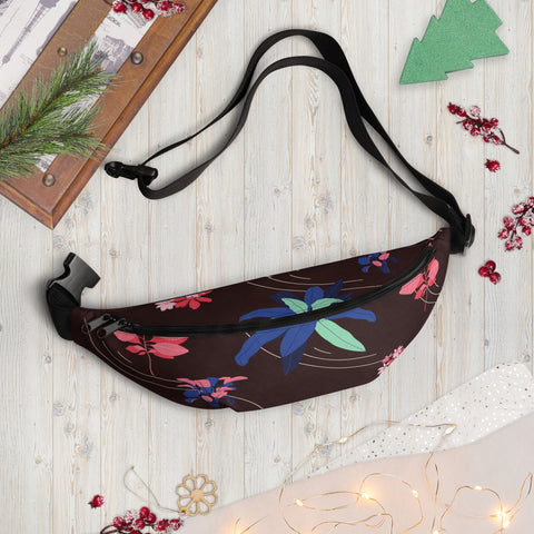 Burgundy Flower Fanny Pack