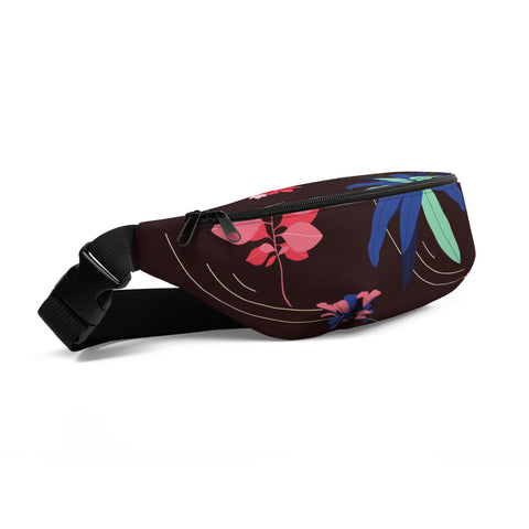 Burgundy Flower Fanny Pack